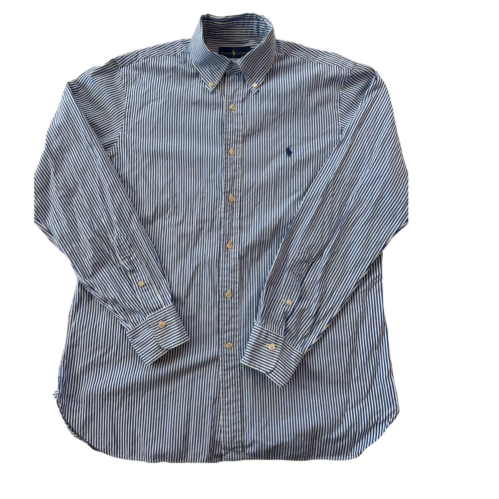 Ralph Lauren Men's Long Sleeve Button Down Striped Oxford Shirt Size 16 34/35